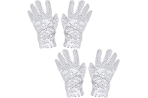 XNIVUIS 2 Pares Guantes Glitter de Lentejuelas Brillantes - Disfraz de Fiesta, Baile Unisex Con Purpurina Hasta la Muñeca para Halloween