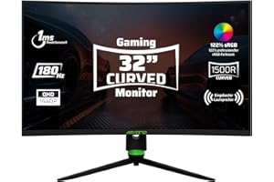 ‎ARYOND Aryond A32 V2 Curved Gaming Monitor, 32 Zoll(80cm), 180Hz, 1500R, QHD (2560x1440), 1ms, HDR, FreeSync&G-Sync, 122% SRGB, Eye Care, Eingebauter Lautsprecher, HDMI, Display Port, Höhenverstellbar
