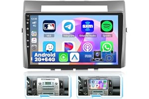 2+64GB Inefala para Toyota Corolla Verso AR10 2004-2009 Android 13 Autoradio Pantalla de 9 Pulgadas con Wireless Carplay Android Auto WiFi BT GPS FM/RDS SWC USB Cámara de Marcha Atrás Mic