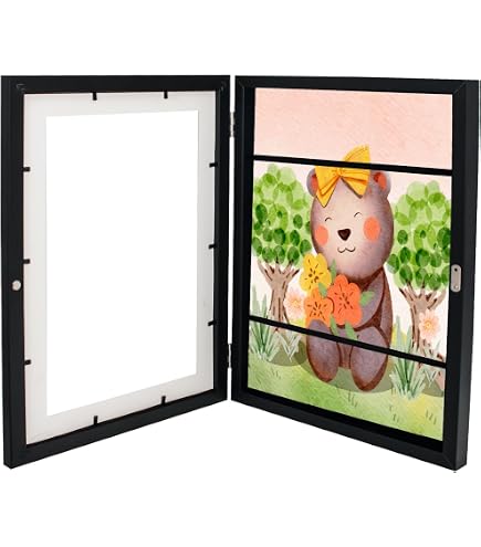 SmartChezmoi Cornice LED Per Disegni Bambini A4 - 2 Pezzi, Nero, Con Dimmer USB, Capacità 150 Fogli