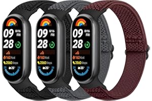 Bcuckood Elastisches Armband kompatibel mit Xiaomi Smart Band 9/ Xiaomi Smart Band 8 Damen Herren, dehnbares Uhrenarmband weiches elastisches Nylon Ersatzarmband für Xiaomi Mi Band 9/8, 3 Stück