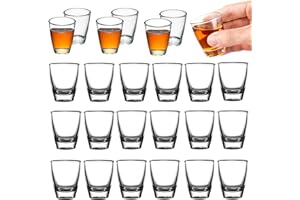 VIQIHEOE 24 PCS Bicchierini da Liquore, Bicchieri da Shot da 35 ml, Tumbler in Vetro Temperato, Bicchiere per Bere Direttamente, Bicchieri da Vino Piccoli in Vetro Dal Fondo Spesso per Feste