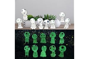 IJHYGD 10 Piezas Princesa Mononok Figura Princesa Mononoke Kodama Luminoso áRbol Elfos Resina Miniatura Estatua Kit Utilizado para Decoraciones Interiores y Exteriores del Hogar y el Jardín（Verde）