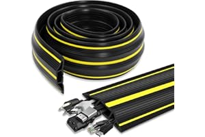 KOLAKO Floor Cord Cover, 2m Floor Cable Cover Protector, Rubber Wire Covers for Cables, 3 Cord Channels Cable Protector Outdoor Indoor Floor Cable Tidy Management for Home, Offices, Retail, Gyms & Garages