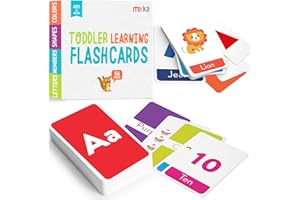 merka Cartes Flash de l'alphabet pour Les Tout-Petits de 2 à 4 Ans - Apprendre Les Couleurs, Les Formes, Les Chiffres, Les Animaux, Les Lettres ABC et Les Mots à Vue - 58 Cartes illustrées