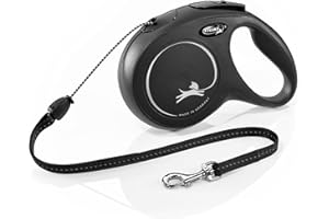 Croci Flexi New Classic Cord, Guinzaglio per cani allungabile, taglia M fino a 20 kg, lunghezza 8 Metri, colore Nero