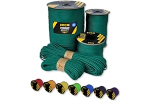 EdcX Paracord 4mm, 35+ Solid Colors (10m, 15m, 30m, 50m, 100m, 300m) | Ideal for Crafting, DIY, Camping, Survival, Outdoor | 100% Nylon Rope 4mm | Tactical Cord 550 Type III (Emerald Green, 100 m)