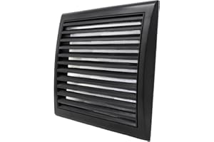 FANTRONIX Universal Black Vent Cover with Fly Mesh for 100, 125 or 150 mm diameter holes. for Cooker Hoods, Bathroom Extractor Fans, Tumble Dryers. 193x188mm