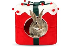 Sbayool Festivals Kaninchen Bett, 3-in-1 Warm Cozy Beruhigendes hasenbett, Bunny Bett Zubehör für Chinchillas Fretten Igel und andere kleine Tiere 30×30×30cm
