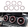 Ramecar Air Conditioner Vent Opening Inner Trim Decoration Covers for 2015-2021 Mercedes Benz W205 C180 C250 C300 C350 C400 C63 AMG, 2016-2022 GLC Class (7 pcs, Red Aluminum)