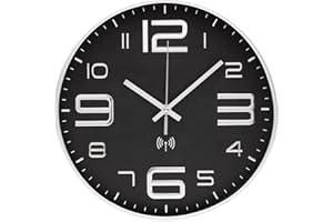 VINILITE Orologio da Parete Radiocontrollato con Numeri 3D Orologio da Parete Moderno Silenzioso per Cucina, Ufficio, Camera da letto