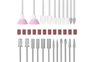 Lusofie Zestaw 22 sztuk frezów do paznokci z 12 tulejkami szlifierskimi Profesjonalne frezy do paznokci Akcesoria do paznokci Taśmy szlifierskie Pilnik do paznokci Zestaw wierteł do paznokci do