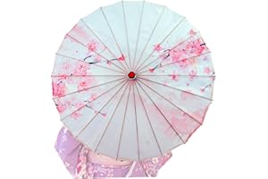 BEAHING Ombrello giapponese, ombrello di carta oliato classico di Cherry Peach Classical For Women Chinese Arte Silk tradizionale Bamboo asiatico Parasolo per costumi Han, 32 pollici, Parasol giapponese
