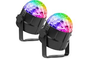 Fuzzix Tornado Pack de 2 Boules Disco Lumineuses RGB - 3 Modes de Musique, Effet Strobe, Support Ventouse, Télécommande, Idéal pour fêtes d'anniversaires à la Maison, Chambres d’Enfants