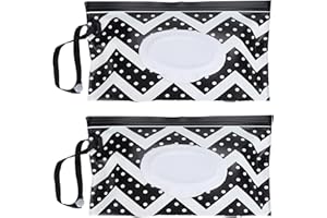 LAEEYIN 2 pcs Baby Wipes Dispenser Wet Wipes Bag for Babies, Wet Wipe Box, Reusable Wet Wipe Bag, Wet Wipes Container for On The Go, Home, Office (Black)