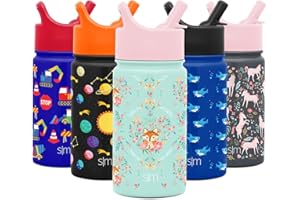 Simple Modern Kids Water Bottle with Straw | Insulated Stainless Steel Reusable Tumbler for Toddlers, Girls, Boys | Summit Collection | 415ml | Fox and The Flower