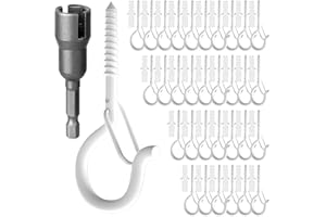 Giptime 32pcs Hanger Hooks - Ceiling, Wall Mount, Outdoor Lights Hanger, Cabinet, Party, Easter LED Fairy Lights, White