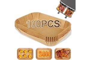 Gezan Air Fryer Disposable Paper Liners, Air Fryer Liners, 100PC Ninja Air Fryer Liners for Ninja Air Fryer Dual, Airfryer Food Grade Accessories for AF300UK AF400UK, Salter, Other Dual Airfryer