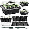 YUNSTK 3 Pcs Seed Propagators, Trays for Seedlings Reusable with Lid, 36 Cells Starter Tray Adjustable Humidity Dome and Base, Windowsill & Greenhouse Grow Plant Germination Equipment