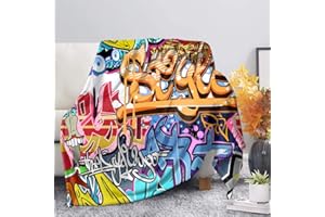 Woisttop Street Graffiti Flauschige Decke Fleece Flanell Klimaanlage Überwurf Decken für Zuhause Dekorative Ultra Plüsch für Couch, Schlafzimmer, Wohnzimmer, Sofa, für Kinder