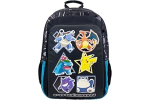 CyP Brands-Pokémon-Plecak szkolny, Plecak, Pasuje do samochodu, przybory szkolne, Backpack, Pikachu, Eeve, kolor czarny, oficjalny produkt