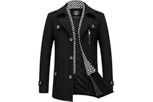 KUDMOL Manteau Homme en Laine Hiver Chaud Trench-Coat Homme Caban Pardessus Épais Business Slim Fit Overcoat