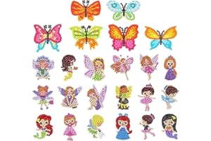 NF 24Pcs 5D Diamond Painting Stickers Kits for Kids, DIY Art Craft Animal Butterfly Painting with Diamonds, Painting by Numbers Kits for Adult Beginners