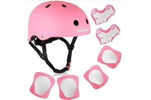 KAMUGO Kids Bike Helmet, Toddler Helmet for Ages 2-8 Boys Girls with Sports Protective Gear Set Knee Elbow Wrist Pads for Skateboard Cycling Scooter Inline Skates