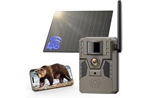 NUASI 4G LTE Cámara de Caza Solar con Tarjeta SIM, 2K HD Solar Camara Fototrampeo con Infrarrojos Invisible Visión Nocturna, Detección PIR, Audio Bidireccional, 7800 mAh Batería, IP66