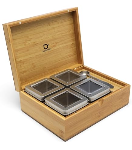 Tray zwart met 9 goudkleurige theeblikjes | Losse thee Tray zwart met 9 goudkleurige theeblikjes | Losse thee