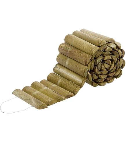 Bordura Da Giardino In Legno Di Pino Carbonizzato, Rotonda, Pre-collegata, Aspetto Rustico, Per Aiuole E Vialetti