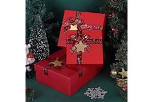 FROSTELLA Gift Boxes for Presents with Lids - Set of 3 Red Christmas Boxes – Small, Medium and Large Gift Boxes with Ribbons – Ideal for Holiday Gifts, Xmas Packaging, Luxury Wrapping for Presents