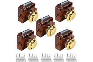 MTSMART Schlüssellos RV Schrankschlösser mit Groß Push Button, ABS RV Cabinet Catch Verriegelung für RV Wohnmobile Wohnmobil-Anhänger Wohnwagen Van Yachten Boote (Gold 5 Stück)