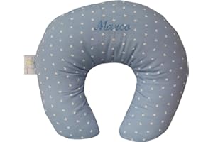 VENERE Cuscino Allattamento Gravidanza Morbido Sfoderabile Completo Ricamo Nome Personalizzato Bambino Made In Italy Neo Mamma (celeste cuori)
