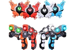 Laser Tag Set with Vests, OKKIDY Upgraded Version Infrared Laser Tag Guns with Vests 4 Pack for Kids Adults Indoor Outdoor Group Activity Battle, Best Gifts for Kids Age 6 7 8 9 10 11 12+ Boy Girl