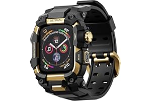 ULTIMAL Robuste Schutzhülle mit Armband für Apple Watch 44 mm 45 mm - Kompatibel mit Apple Watch Series 9/8/7/6/5/4/SE/SE2/SE3 - Militärisch geprüfte stoßfeste Schutzhülle für iWatch