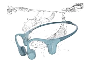 mojawa Run Plus Casque à Conduction Osseuse Bluetooth, Casque de Sport sans Fil avec 32GB MP3, pour la Course à Pied, la Natation, Le Cyclisme, la Gym et Les Entraînements, Bleu