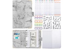 QUMENEY A6 Budget Binder Notebook Money Saving Wallet Set 28Pcs Budget Planner with Cash Envelopes Cash Binder Leather Money Wallet for Travel and Diary Binders (Grey)
