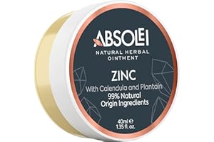 Absolei Zinc Oxide Ointment, Natural Ointment for Itching and Rashes with Calendula and Plantain, 40 ml