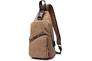 FANDARE Nuovo Monospalla Uomo Borsa di tela Zaino Monospalla Borsello da Uomo con USB Borsa a Tracolla Borsa Sportiva Sling Bag,Ciclo/viaggio/campeggio