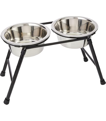 Leopet Supporto Rialzato Ad H Con 2 Ciotole 4000 Ml – Acciaio Inox, Altezza Regolabile Fino A 65 Cm
