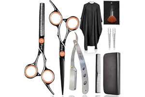 ‎FCYSY Haarschneideschere Effilierschere Kit, Fcysy 10 Stk Professionelles Haarschere Set Haarschere Friseur Kit, Friseurschere Haarschneideschere Salon Trimmschere für Haare für Frauen Männer Haustier