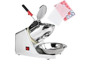 Tosucs Tritaghiaccio Elettrico 300W, 80 kg/h Elettrico Macchina del Ghiaccio con Ciotola,Tritaghiaccio a Doppia Lama, Acciaio Inossidabile,per Uso Domestico e Commerciale(Bianco Argento)