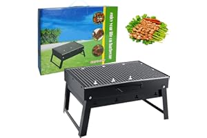 HZSZJMN BBQ Grill, 35CM Length Barbecue Grill, Portable Charcoal Grill Outdoor Cooking Camping Picnic Grill Suitable for Picnic Garden Terrace Camping Travel-Small