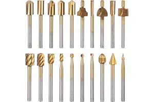 MOTRENT 10Pc HSS Router Carbide Engraving Bits & 10Pcs Router Bit with 3mm Shank Rotary Bits Tool Set for DIY Woodworking, Carving, Sculpting, Engraving, Drilling