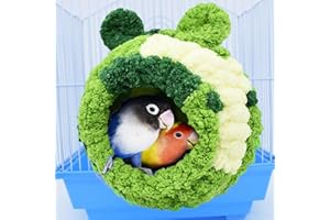 DWE Bird Nest, Winter Warm Bird Nest House Parrot Bed Snuggle Hut for Cage, Plush Parrot Nest House for Conure, Cockatiel, Budgies, Lovebird, Parakeets, Small Pets (Green A)