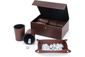 X SIM FITNESSX Dice Cup -Coupes à dés+30cubes à Pois + étui de Rangement Exclusif et étui de Transport en Cuir synthétique avec Fermeture magnétique