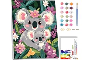 Arttoplus Malen Nach Zahlen Kinder ab 5 6 7 8 9 mit Rahmen-Koala Malen Nach Zahlen ab 5 6 7 8 9 10 Jahre Mädchen, Diy Acrylfarbe Paint by Numbers Tiere für Anfänger für Home Décor(20x30cm)