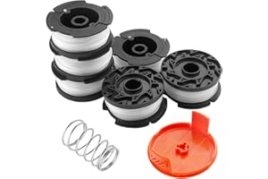 Dalephoric 6 Pezzi Bobine Tagliaerba, Compatibile con Black e Decker Bobina Filo Decespugliatore, Rocchetto Filo Tagliabordi con 1 Coperchio e 1 Molla di Ricambio, Lunghezza 9,14 m, Diametro 1,65 mm