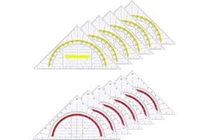 ‎BLUAQUA 12 Stück Geometrie Dreieck, 6 Geodreieck Mit Griff Gelb Und 6 Geodreieck Rot, Transparent Geodreieck, Geodreieck Set, Geodreieck Flexibel für Schule und Büro
